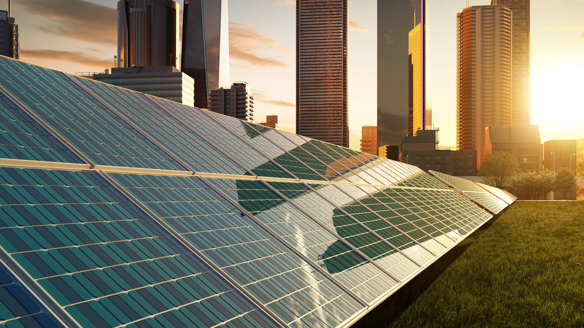Solar Panels Modern City
