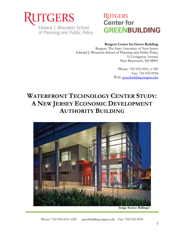 Waterfront Technology Center Study A New Jersey Economic Development Authority Building