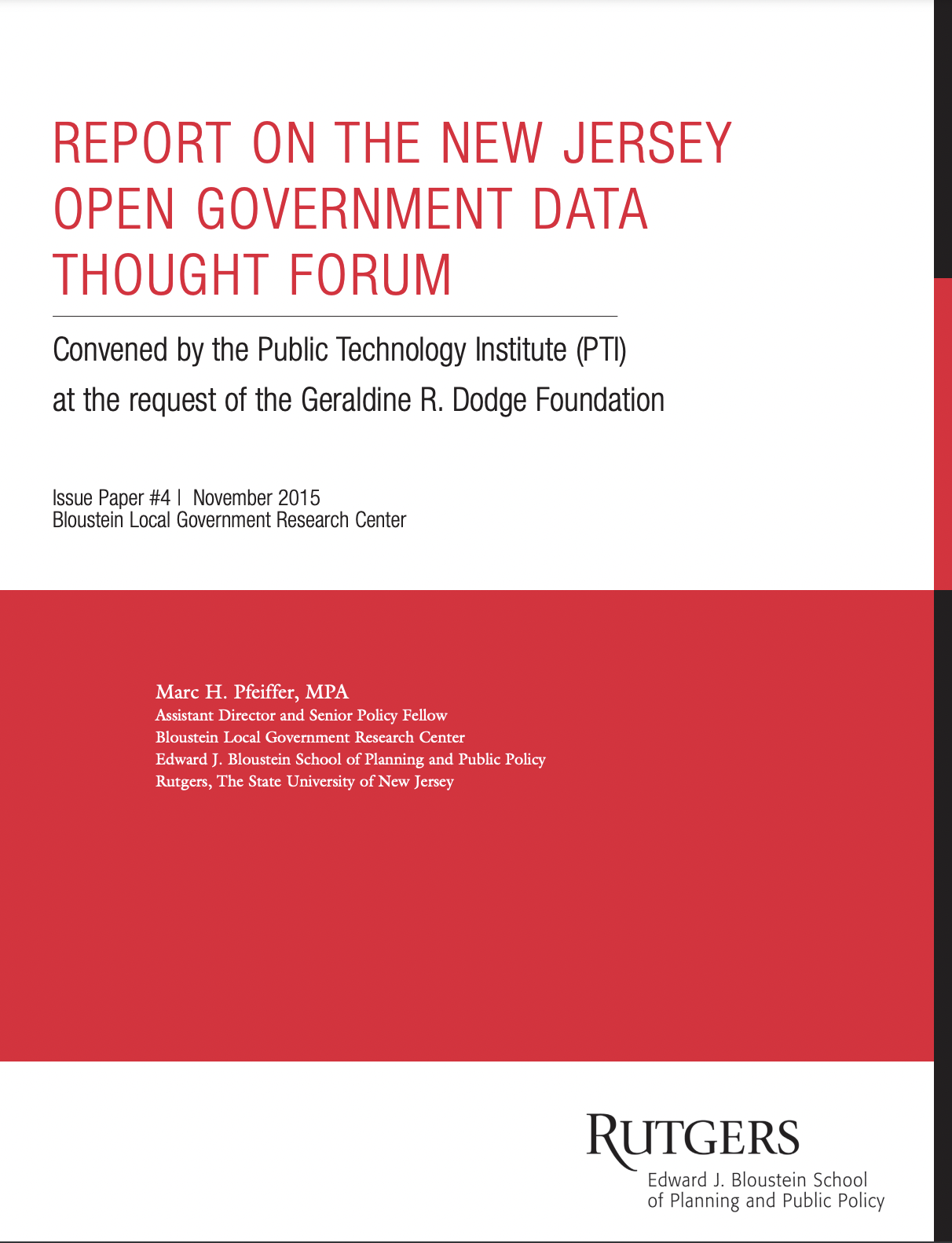 Report on the New Jersey Open Government Data Thought Forum