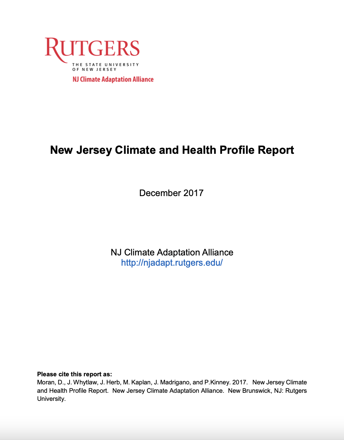 New Jersey Climate and Health Profile Report