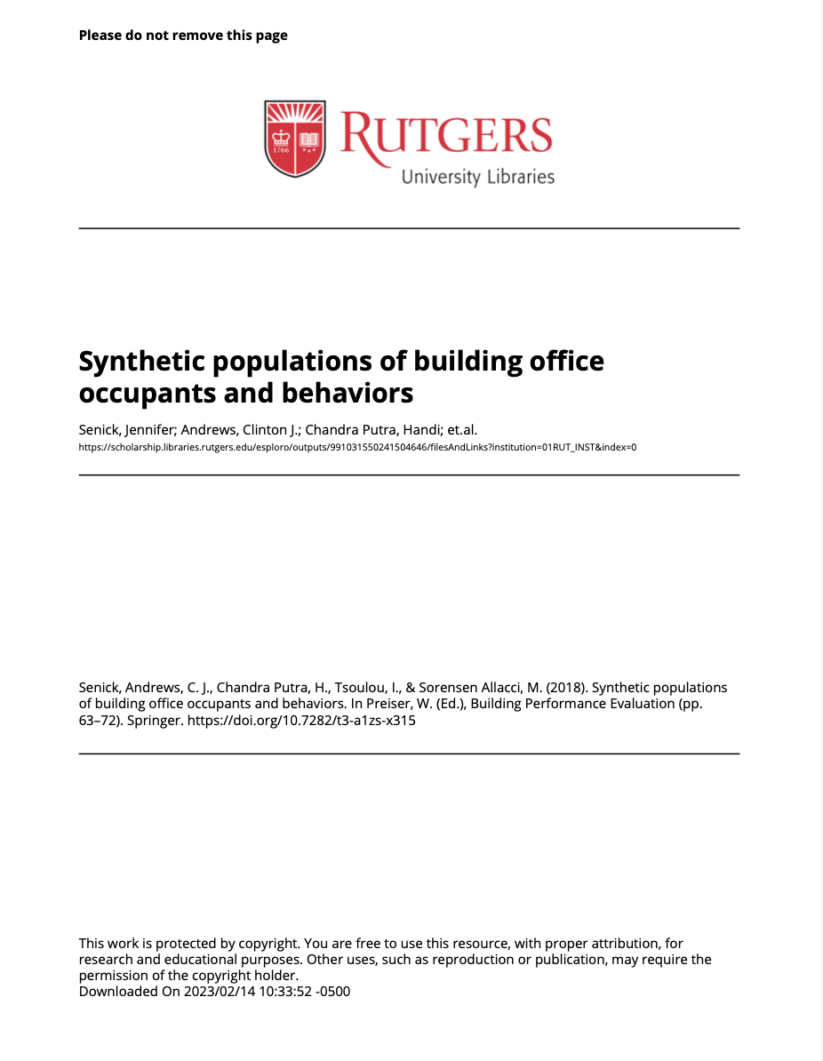Synthetic Populations of Building Office Occupants and Behaviors