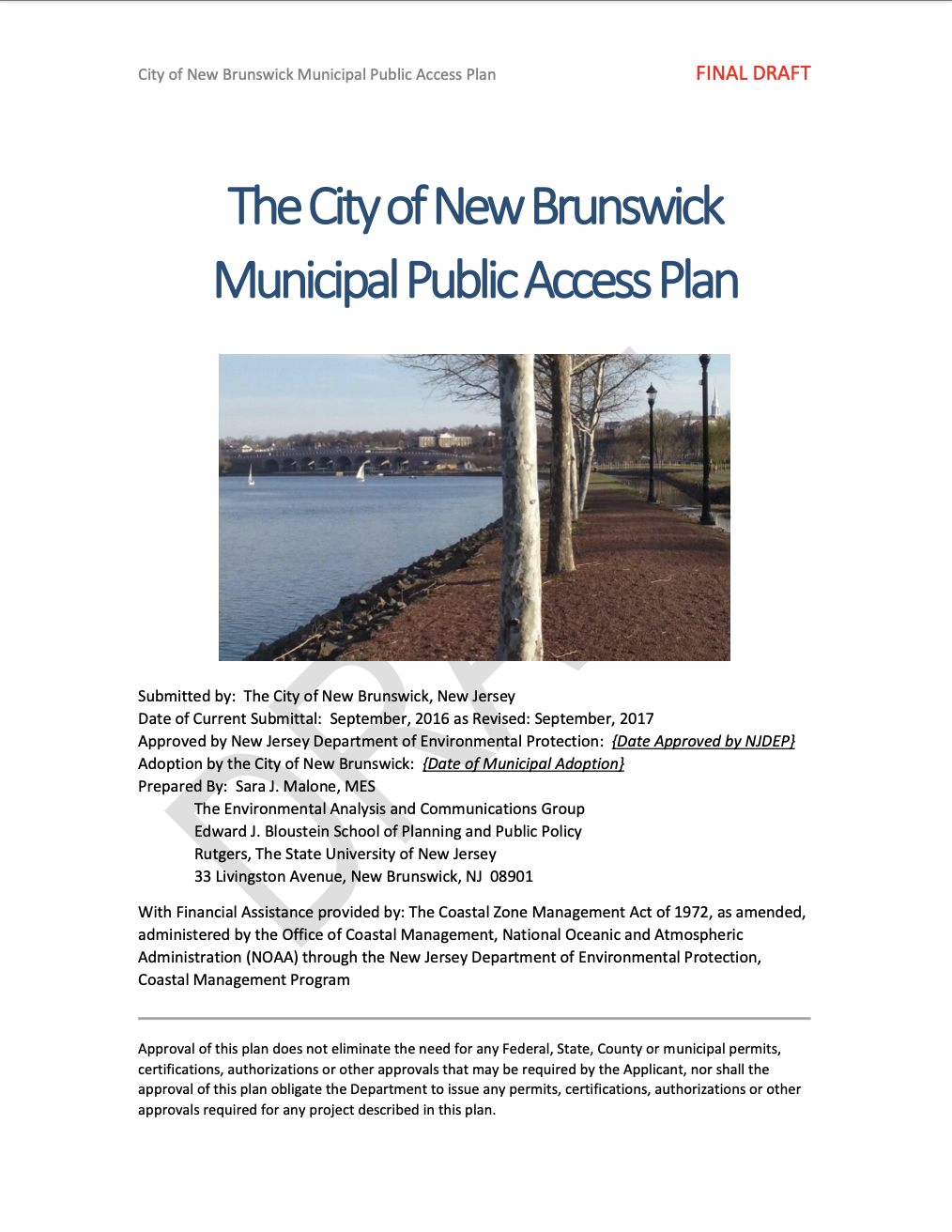 The City of New Brunswick Municipal Public Access Plan