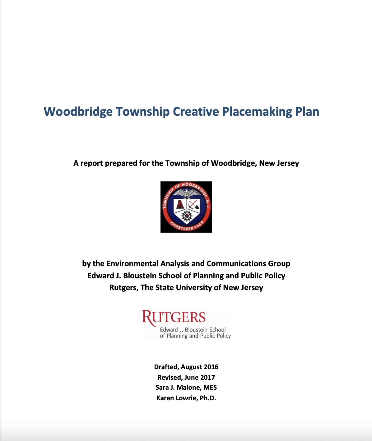 Woodbridge Township Creative Placemaking Plan