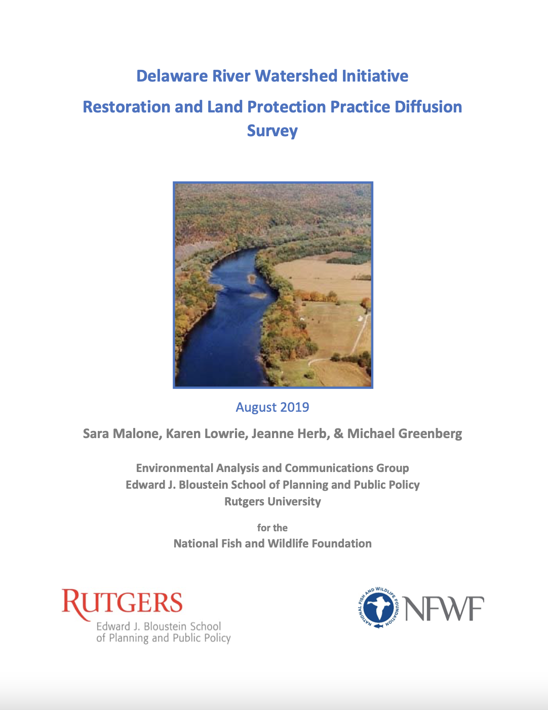 Delaware River Watershed Initiative Restoration and Land Protection Practice Diffusion Survey