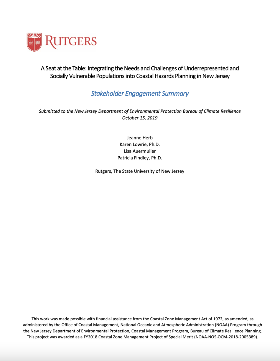 A Seat at the Table Integrating the Needs and Challenges of