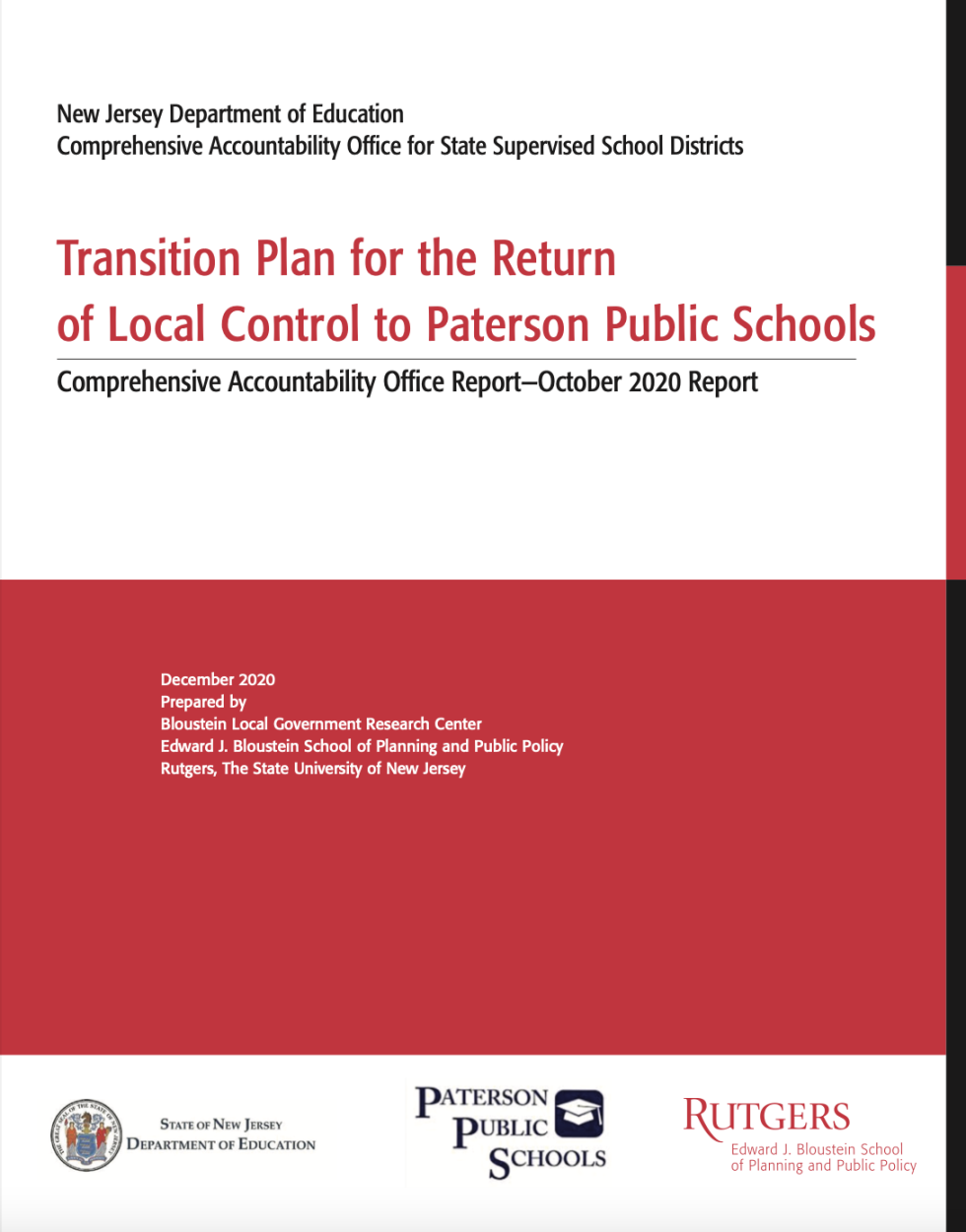 Transition Plan for the Return of Local Control to Paterson Public