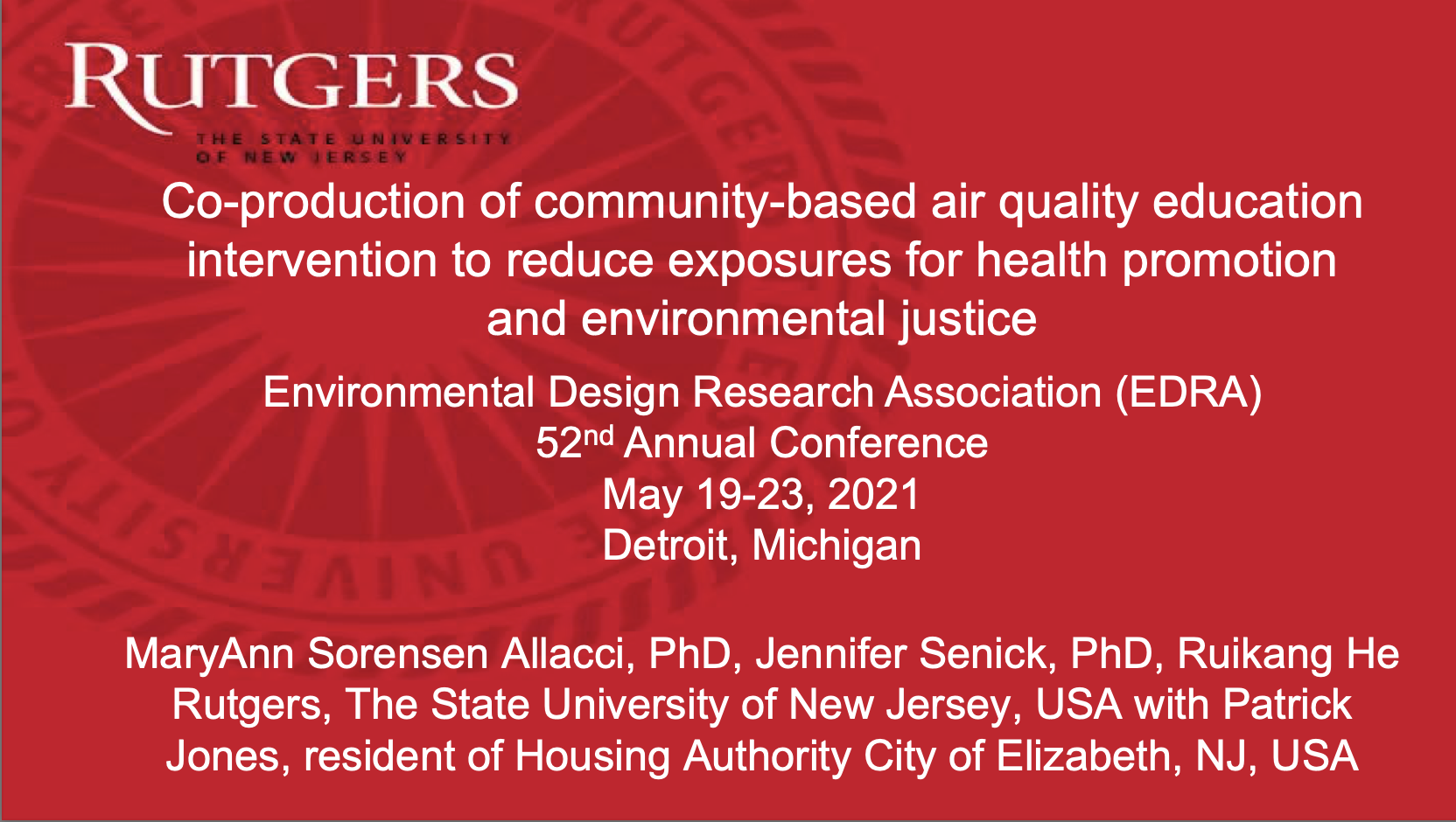 Co-production of Community-based Air Quality Education Intervention to Reduce Exposures for Health Promotion and Environmental Justice