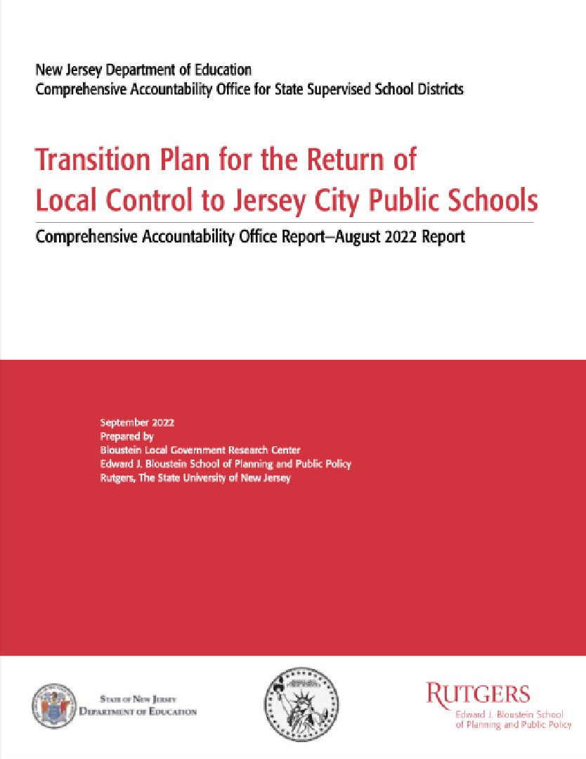 Transition Plan for the Return of Local Control to Jersey City Public Schools, Third Annual Report