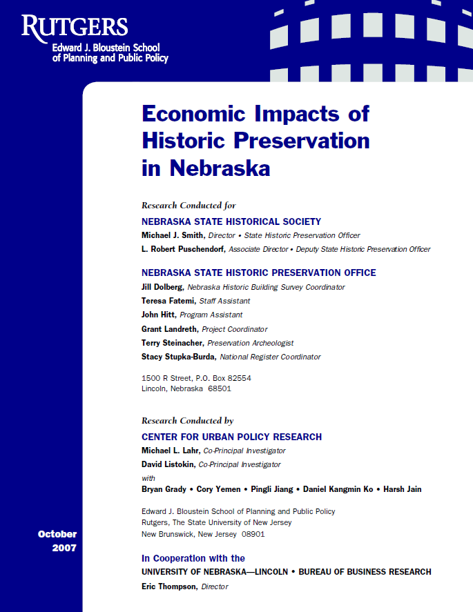 Economic Impacts of Historic Preservation in Nebraska